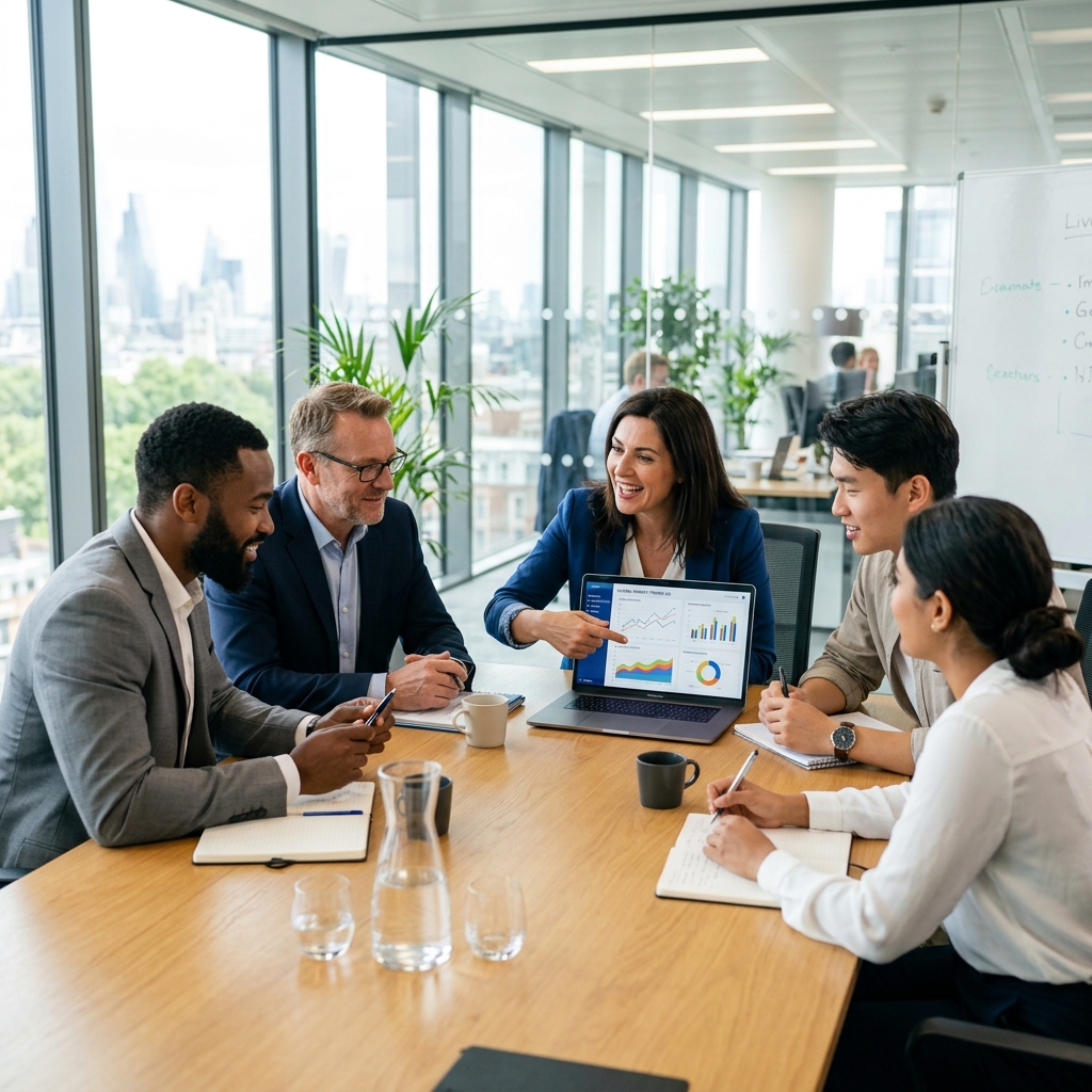 Business team checking growth charts