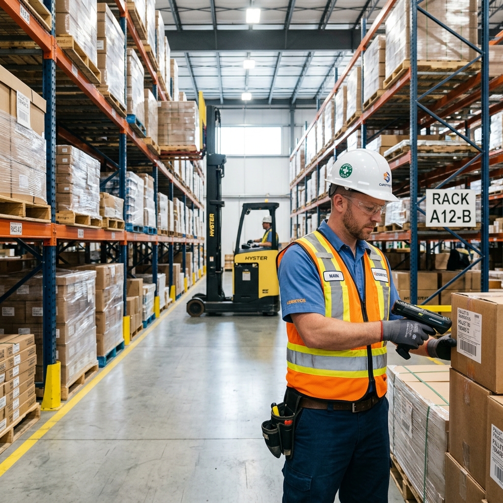 Warehouse logistics workers in safety vest